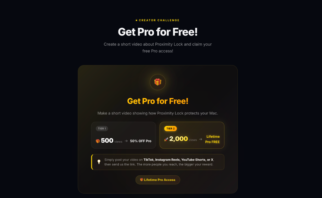 Proximity Lock Creator Challenge - Get Pro for Free